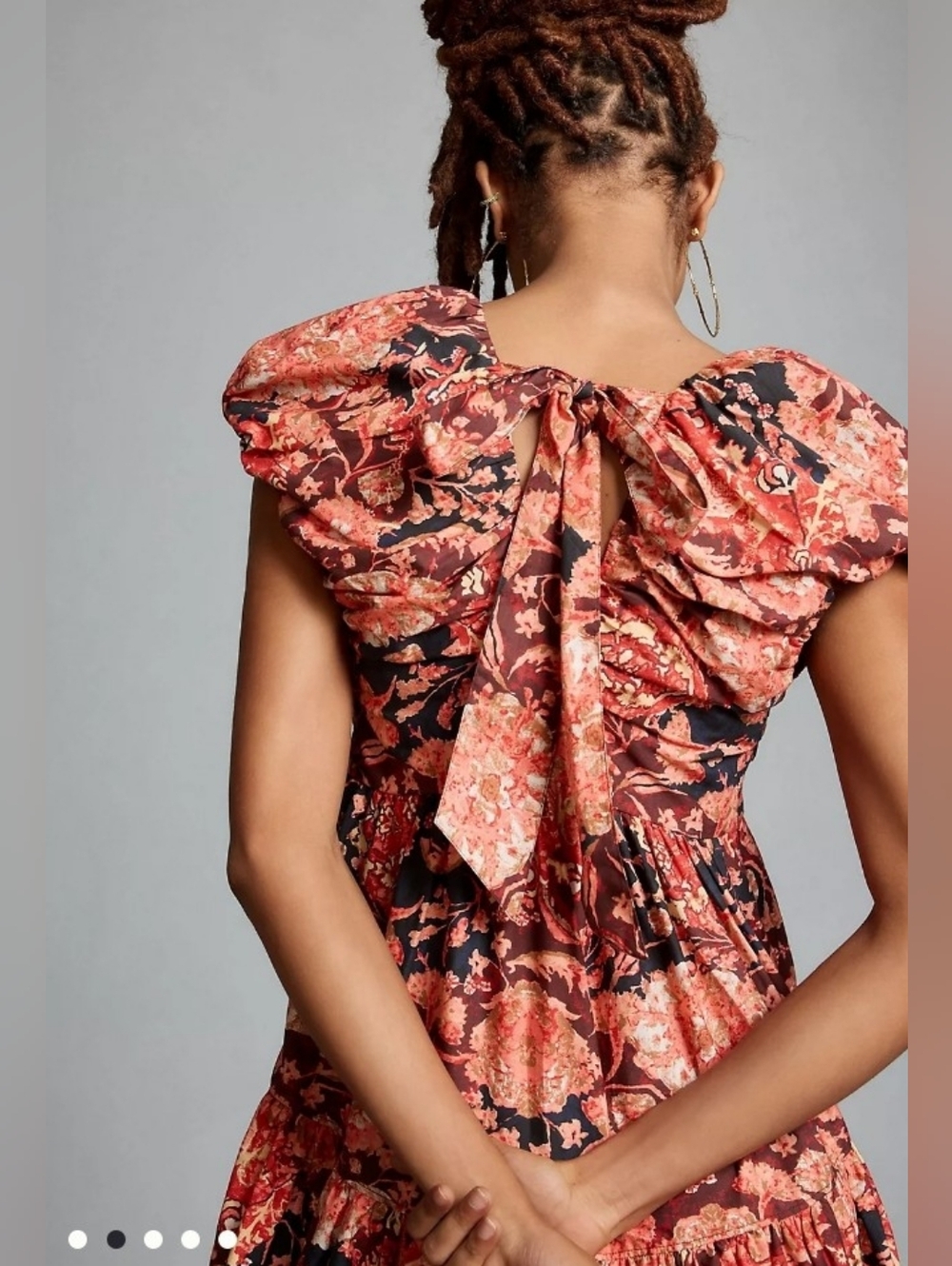 Rust Floral V‑Neck Tiered Midi Dress - Picture 4 of 6